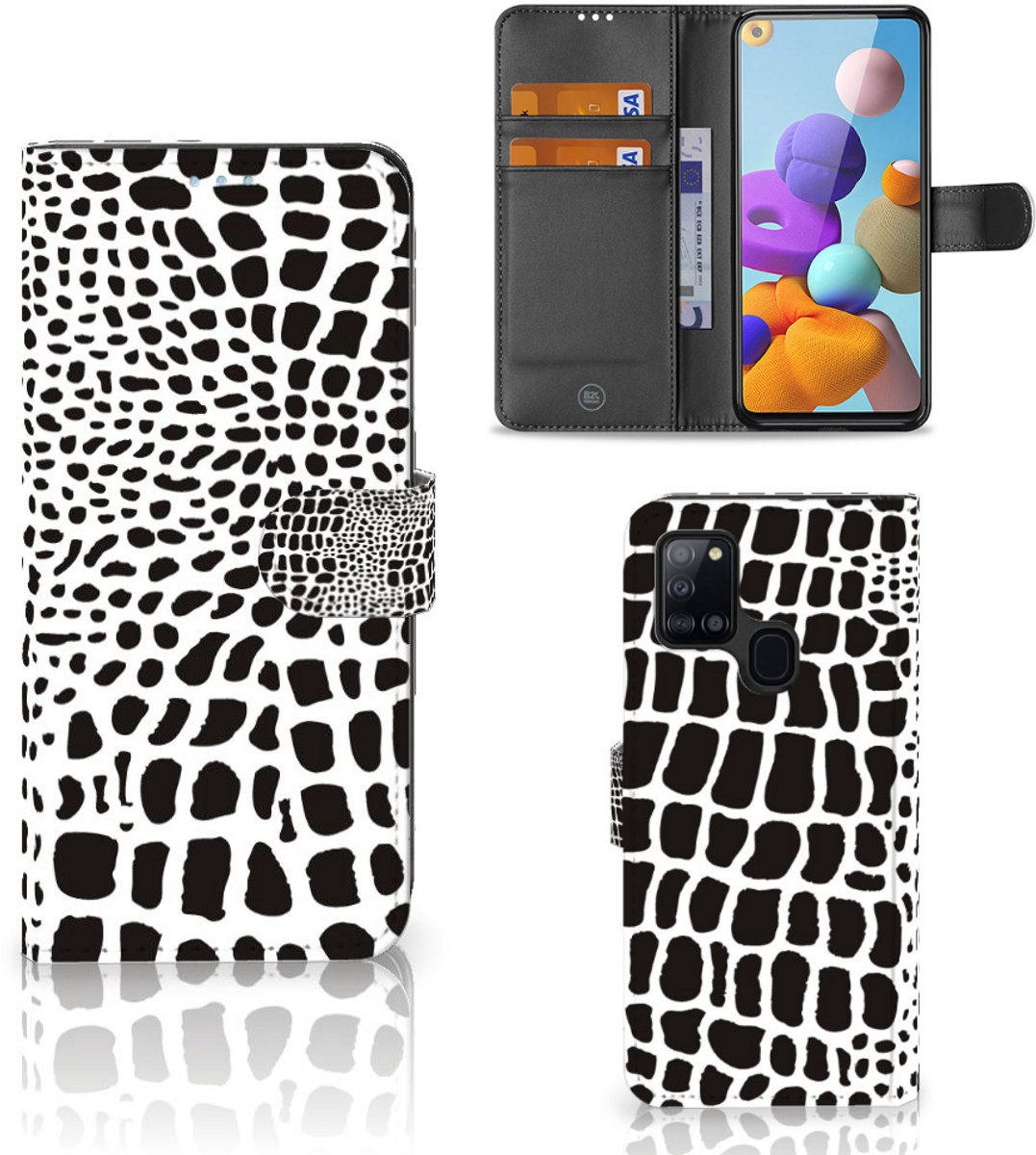 Samsung Galaxy A21s Telefoonhoesje met Pasjes Slangenprint