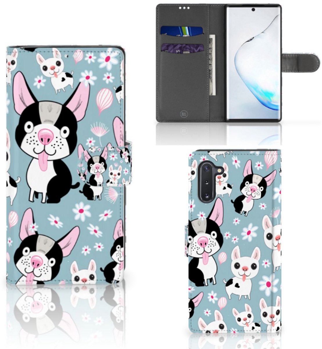Boekhoesje voor Samsung Galaxy Note 10 Telefoonhoesje met Pasjes Hondjes