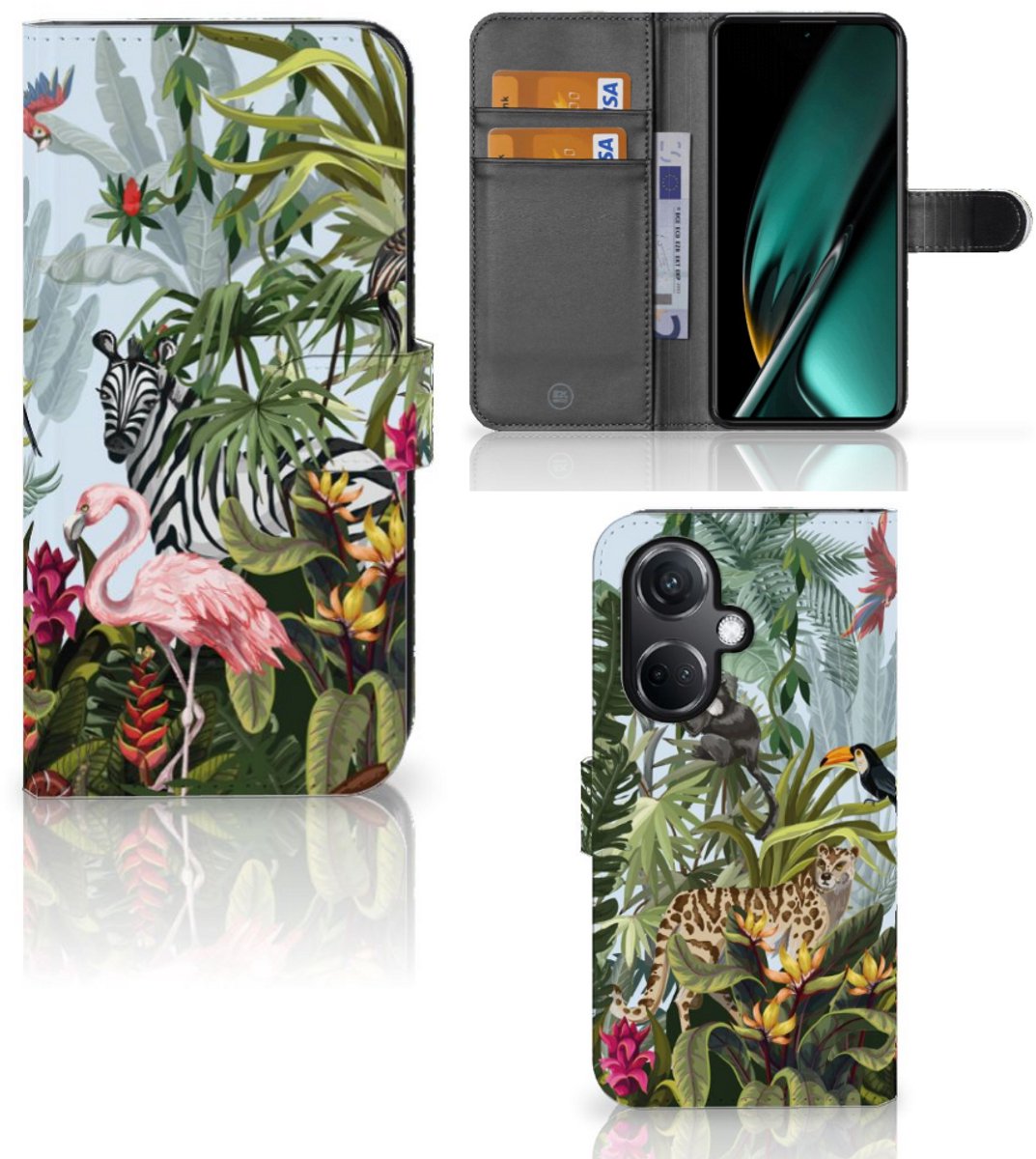 Telefoonhoesje met Pasjes voor OnePlus Nord CE 3 Jungle