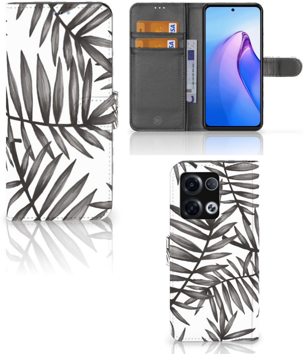 OPPO Reno8 Pro Hoesje Leaves Grey