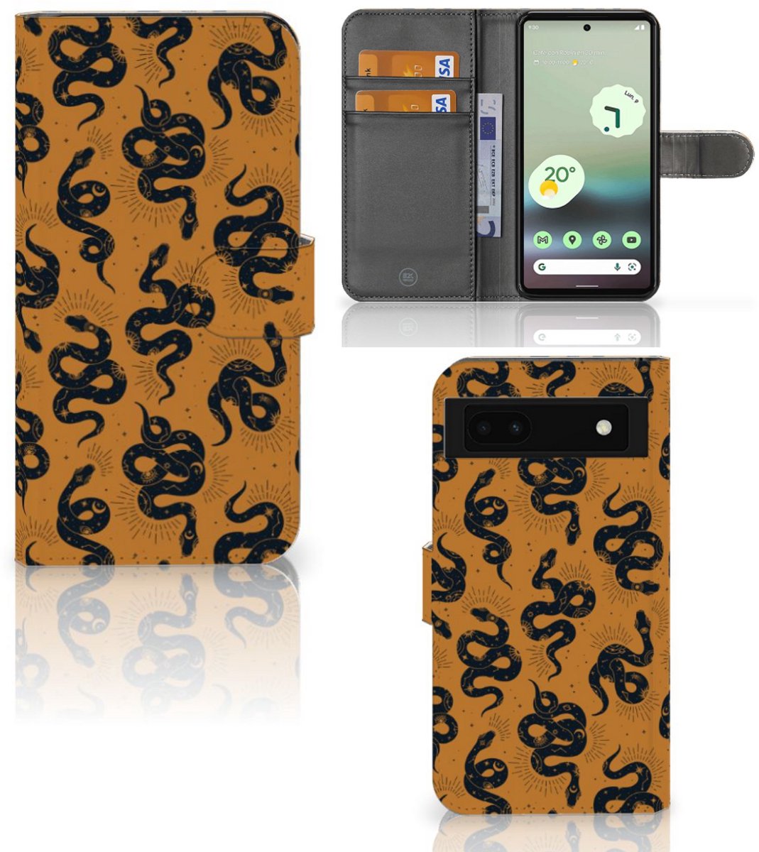 Telefoonhoesje met Pasjes voor Google Pixel 6A Snakes