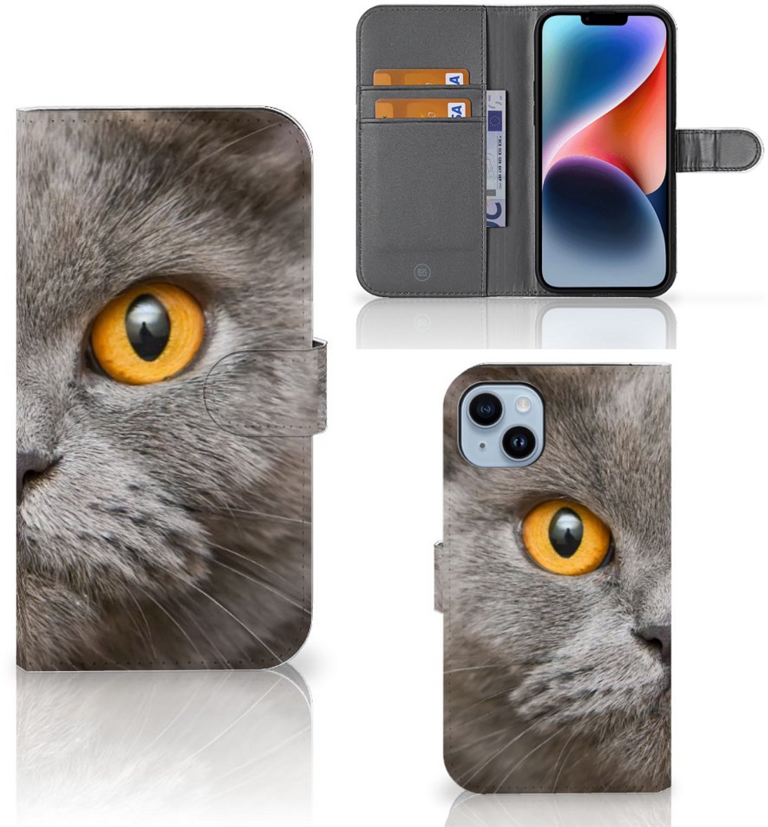 Telefoonhoesje met Pasjes iPhone 15 Plus Britse Korthaar