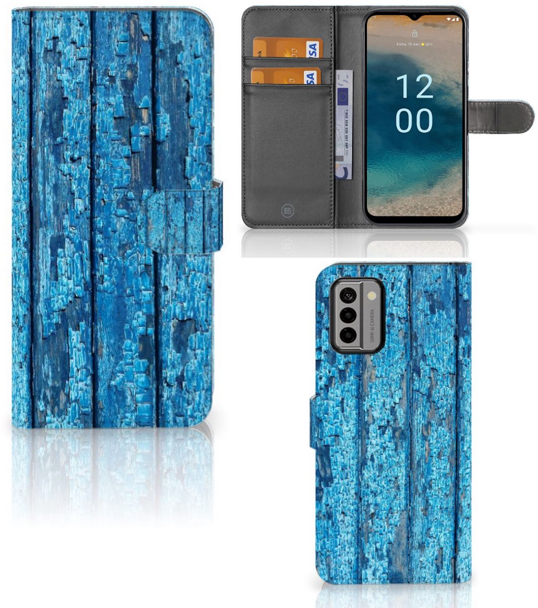 Nokia G22 Book Style Case Wood Blue