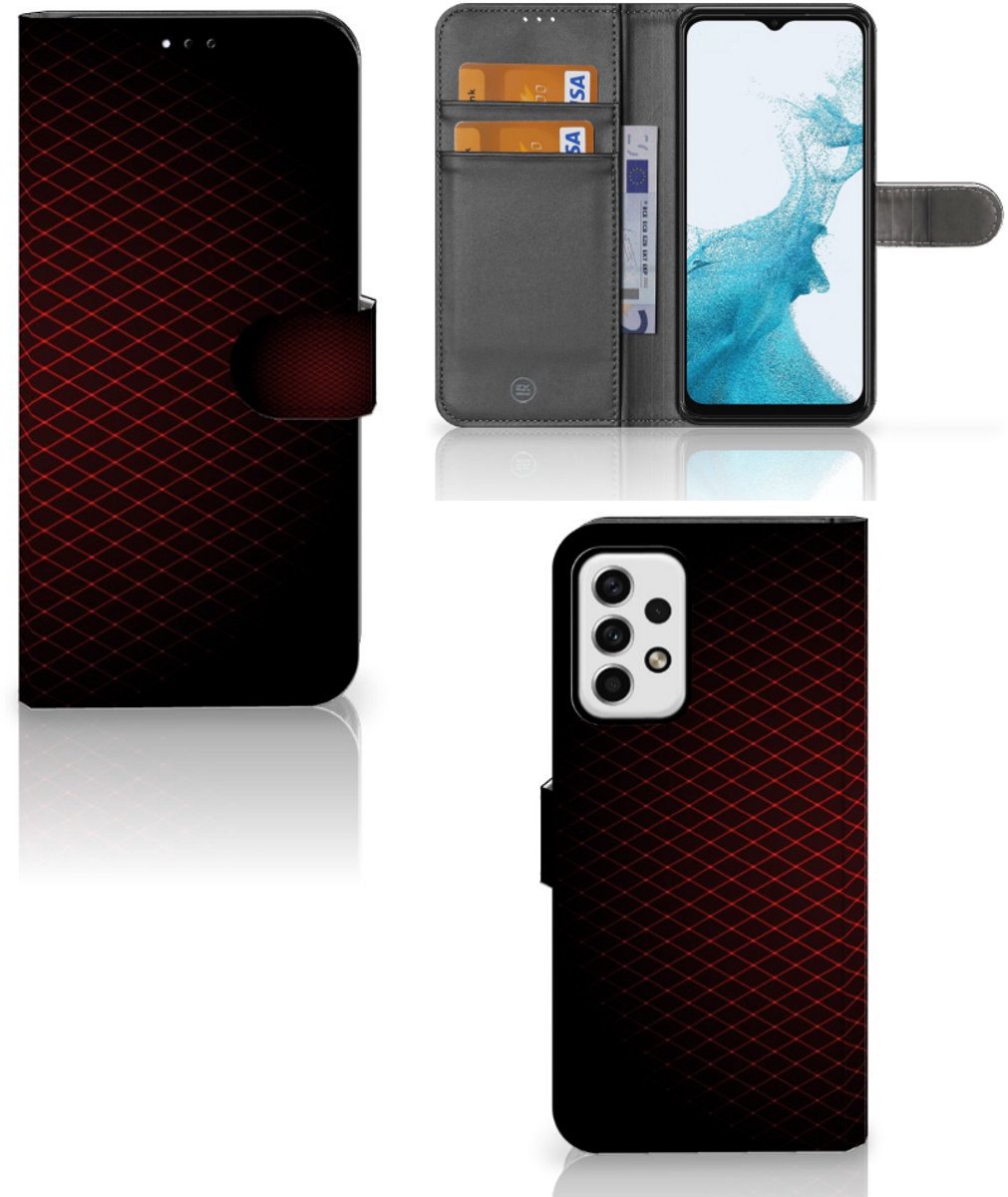 Boekhoesje voor Samsung Galaxy A23 Telefoon Hoesje Geruit Rood