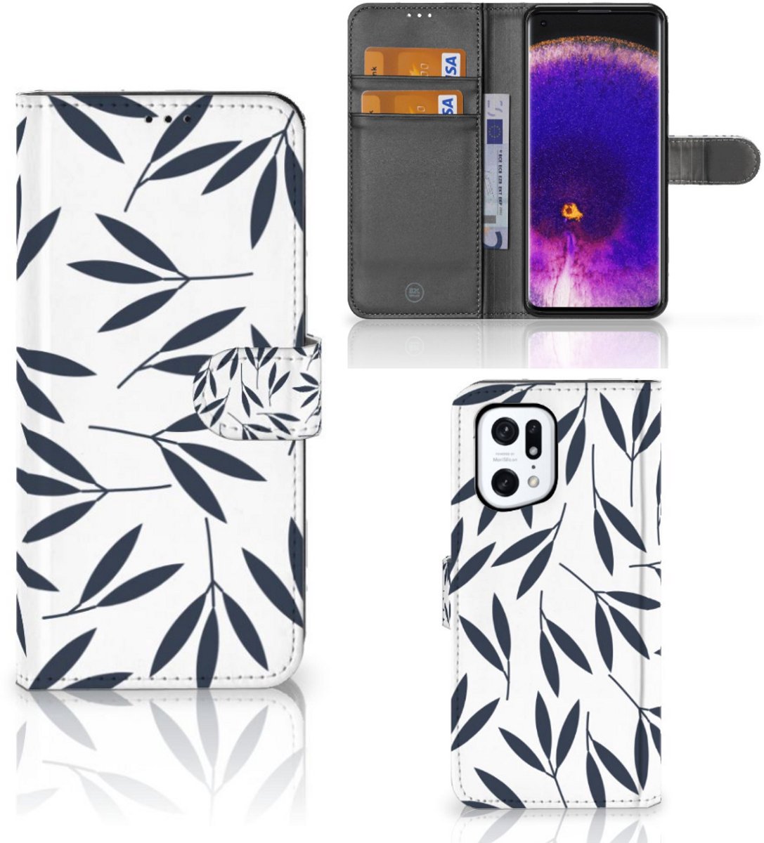 OPPO Find X5 Pro Hoesje Leaves Blue
