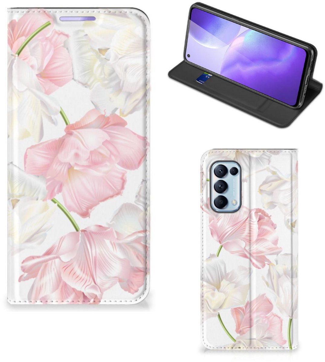OPPO Find X3 Lite Smart Cover Lovely Flowers
