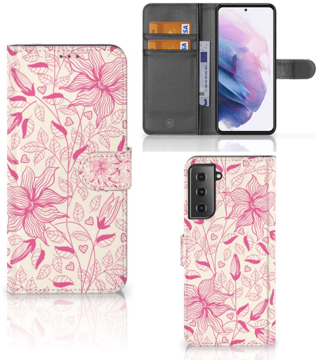 Samsung Galaxy S21 Plus Hoesje Pink Flowers