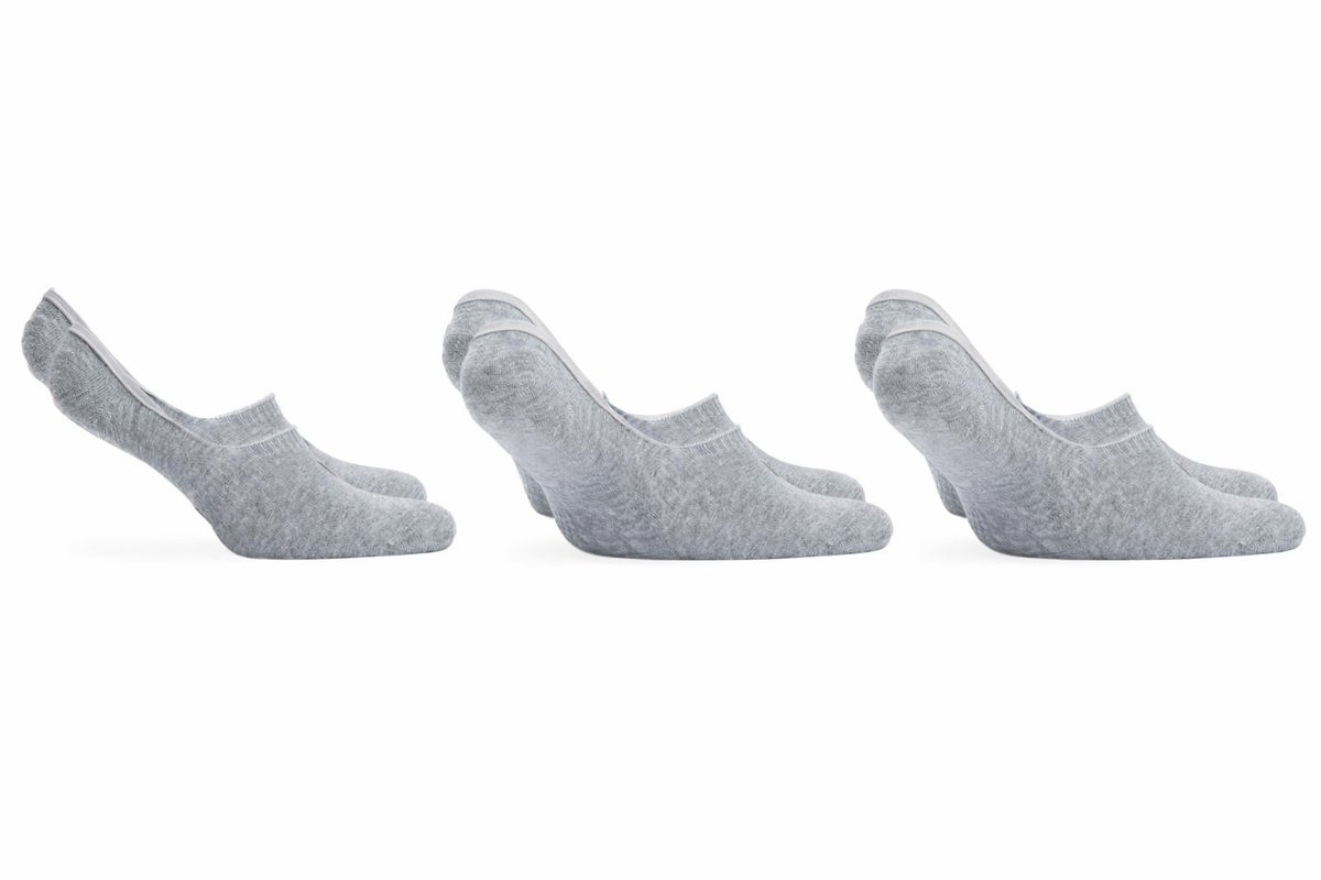Norfolk Footies - Anti-slip Hak - 3 Paar Onzichtbare Sokken - 80% Katoen - 39-42 - Grijs - Footies Dames - Footies Heren - Tokyo
