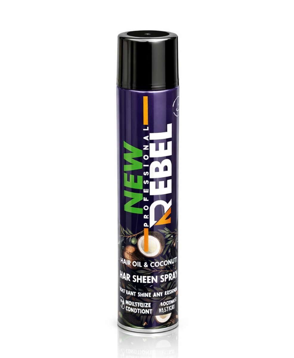 New Rebel Hair Sheen Spray – Glansspray – 400 ml – Met Olijfolie & Kokosolie – Anti-Pluis – Voor Glanzend Haar
