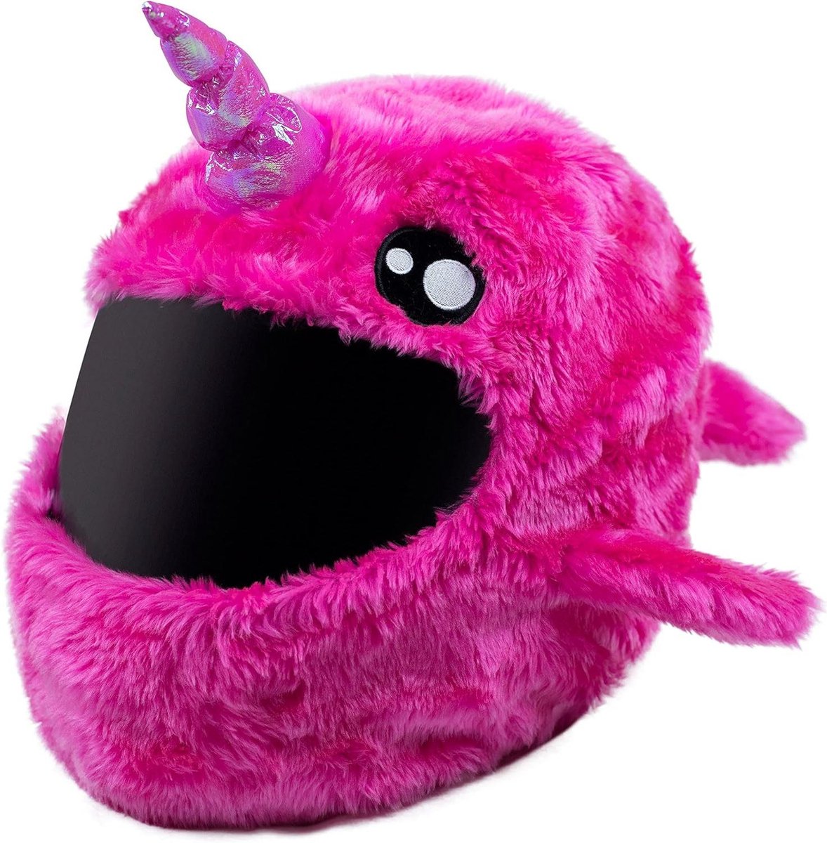 Motorhelmhoes - Grappige helmdecoratie - Helm personaliseren - Opvallend ontwerp - One size fits all - Roze Narwal