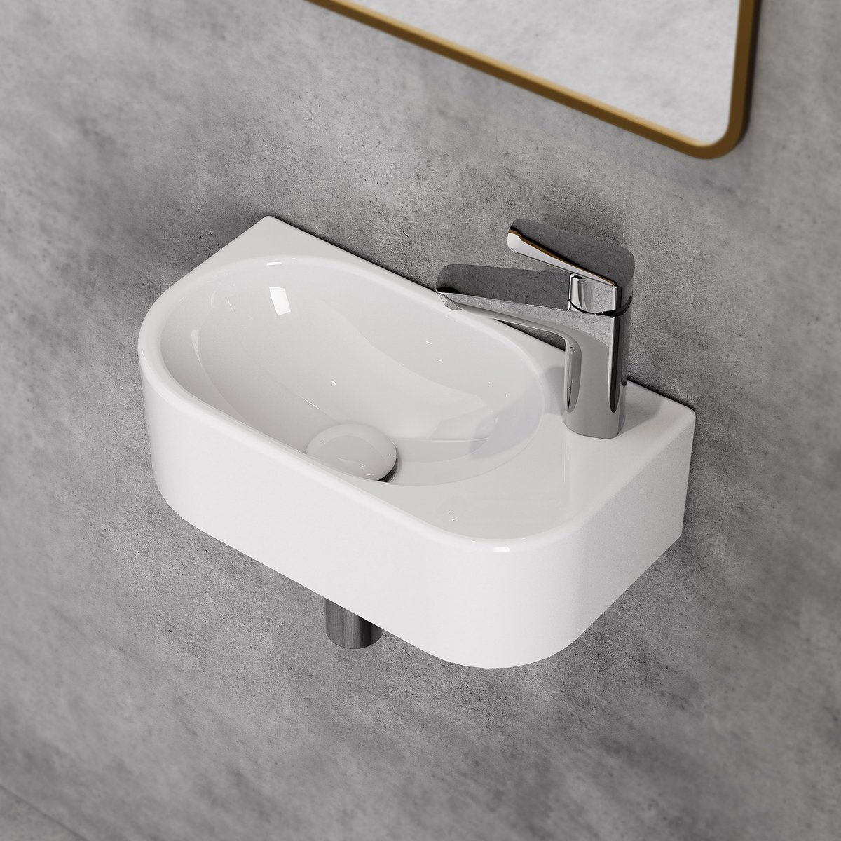 HOROW Toiletfontein - Wandmontage - Keramiek Toilet Wasbak - Glans Wit - 40x22x11 cm - Kraangat Rechts
