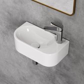 HOROW Toiletfontein - Wandmontage - Keramiek Toilet Wasbak - Glans Wit - 40x22x11 cm - Kraangat Rechts