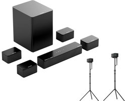 ULTIMEA Poseidon D80 Boom 7.1 Soundbar met Dolby Atmos inclusief 2 Steady 310 Speakerstandaarden – Draadloze Subwoofer & 4 Surround Speakers