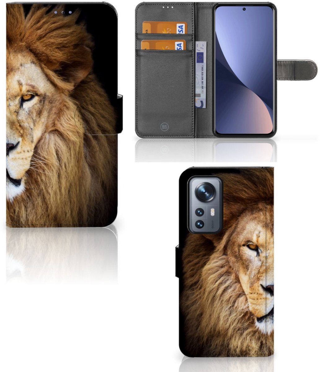 Xiaomi 12 Pro Telefoonhoesje met Pasjes Leeuw