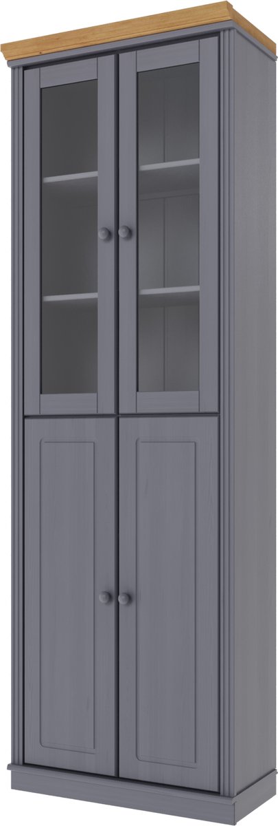 Notio Living Anita- Boekenkast 2 Glass2 Wooddoors GreyStW Grijs stain wax