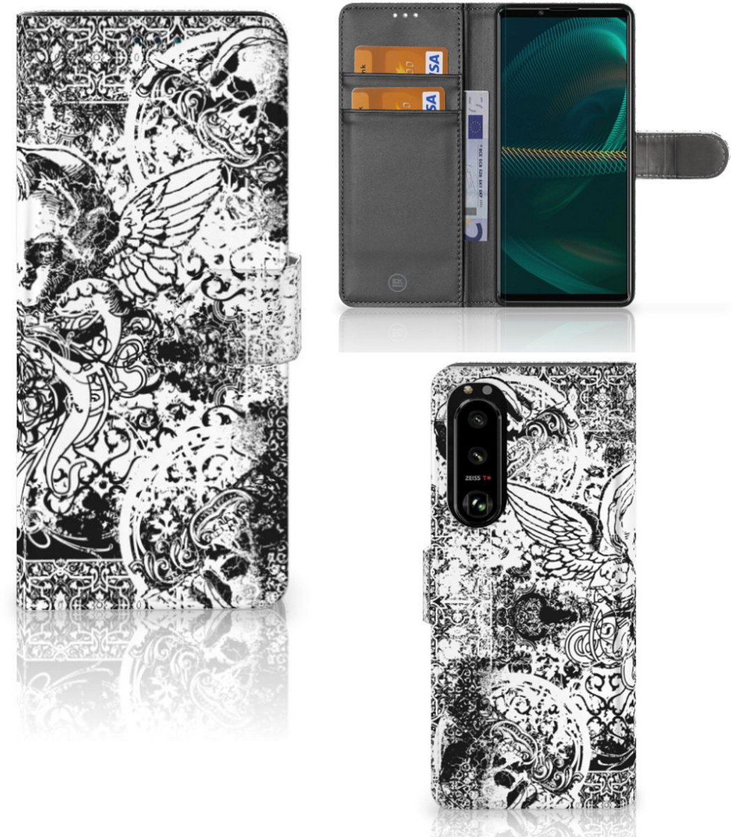 Telefoonhoesje met Naam Sony Xperia 5III Skulls Angel