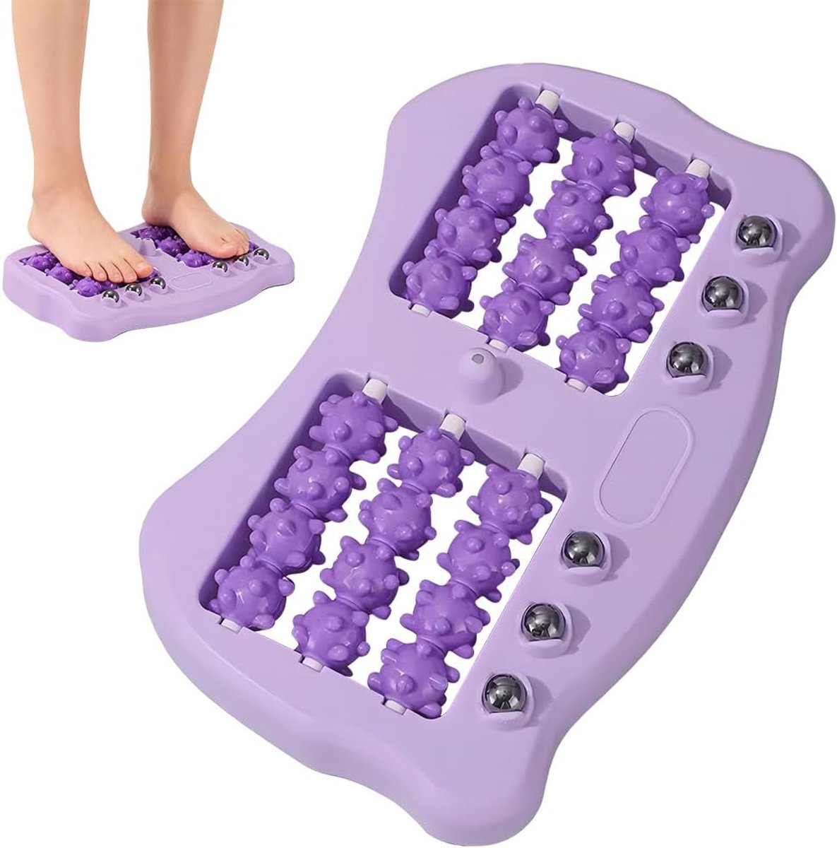 Voetmassageroller - Spierroller Voet - Ontspanning Spieren - Gebogen Design Acupressuur - 26.5 x 15.3 cm - Paars