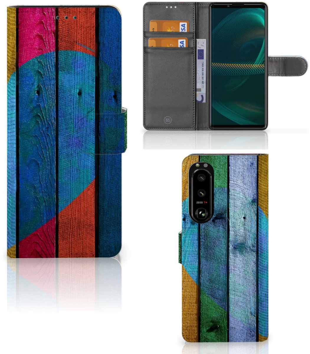 Sony Xperia 5III Book Style Case Wood Heart - Cadeau voor je Vriend