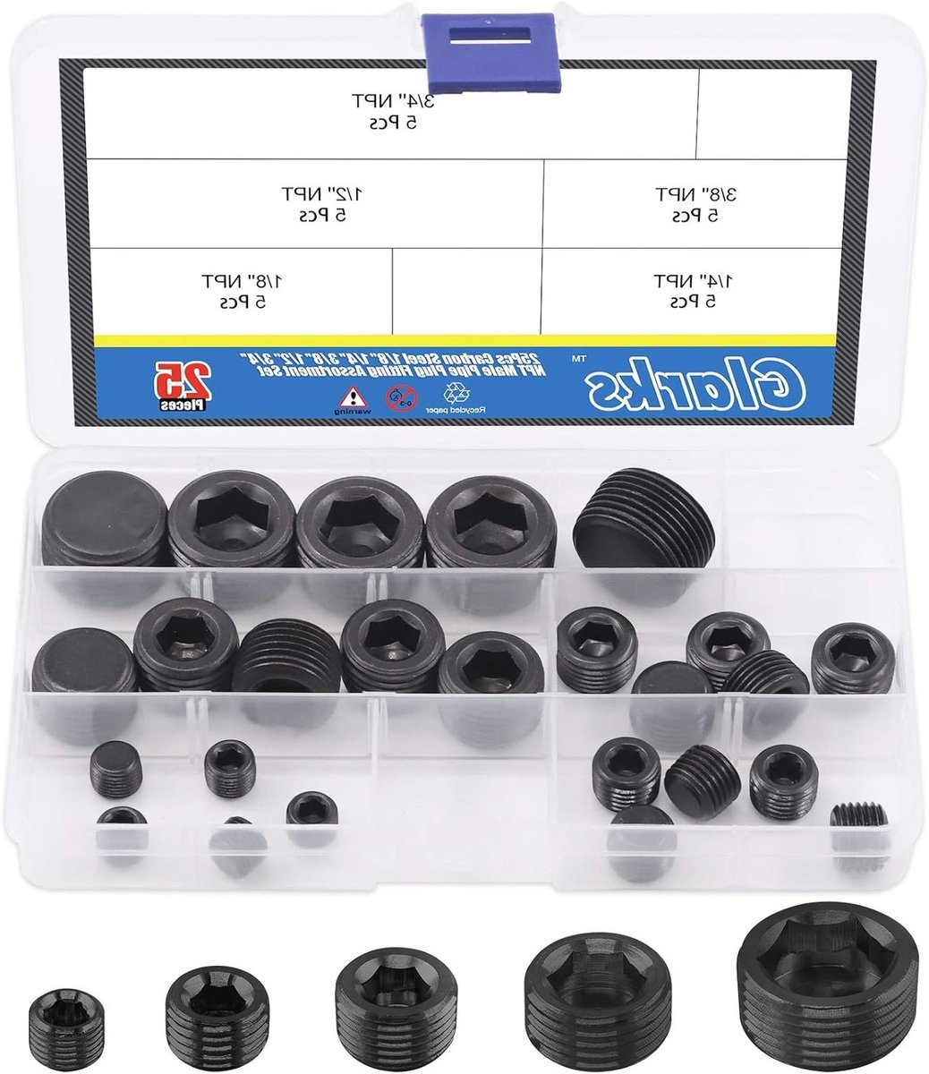 25 Stuks Carbon Staal NPT Male Pipe Plug Fitting Assortiment Set voor Diverse Toepassingen
