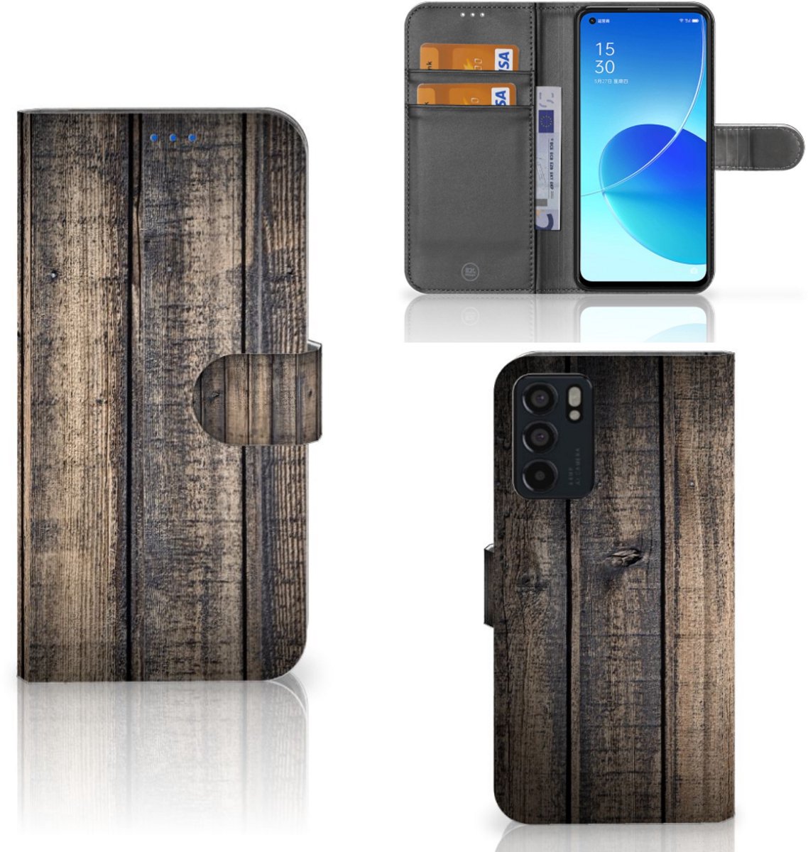 OPPO Reno6 5G Book Style Case Steigerhout