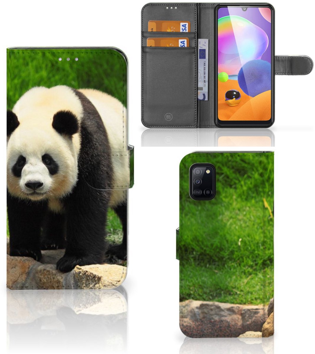 Samsung Galaxy A31 Telefoonhoesje met Pasjes Panda