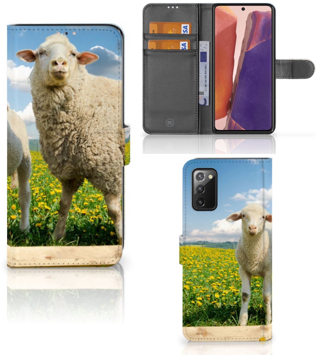 Samsung Galaxy Note 20 Telefoonhoesje met Pasjes Schaap en Lammetje