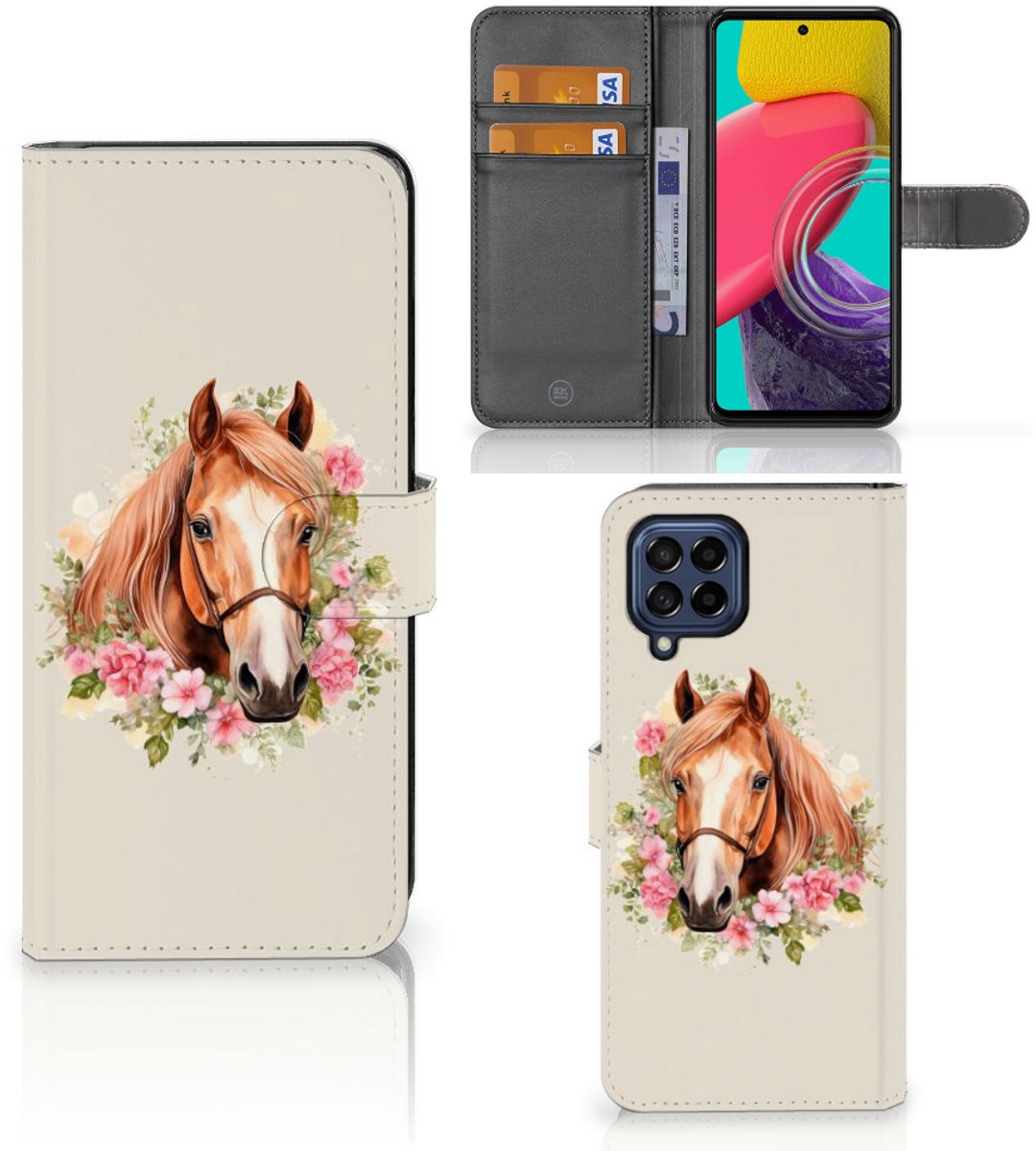 Telefoonhoesje met Pasjes voor Samsung Galaxy M53 Paard