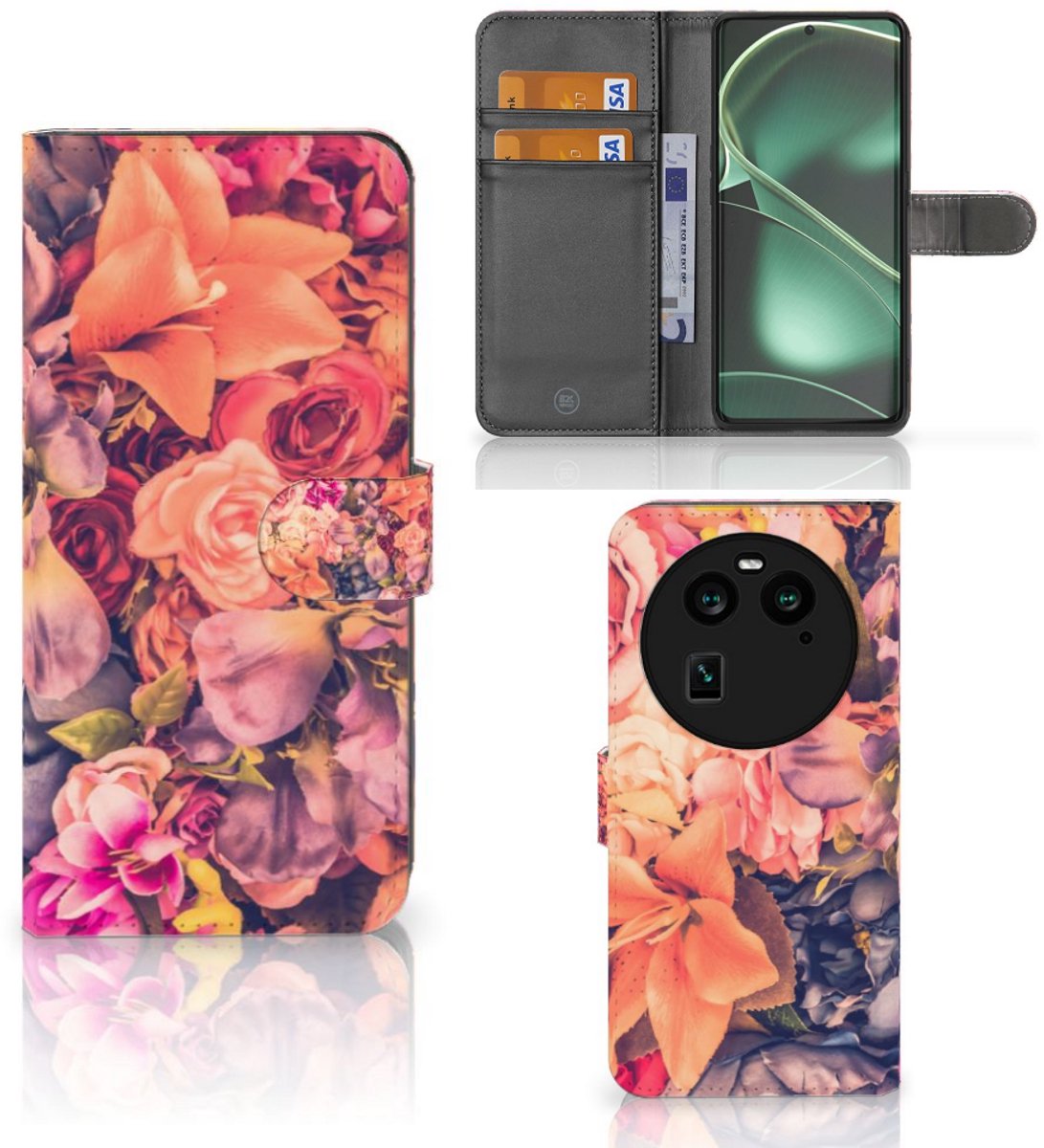 Book Case voor OPPO Find X6 Hoesje Bosje Bloemen