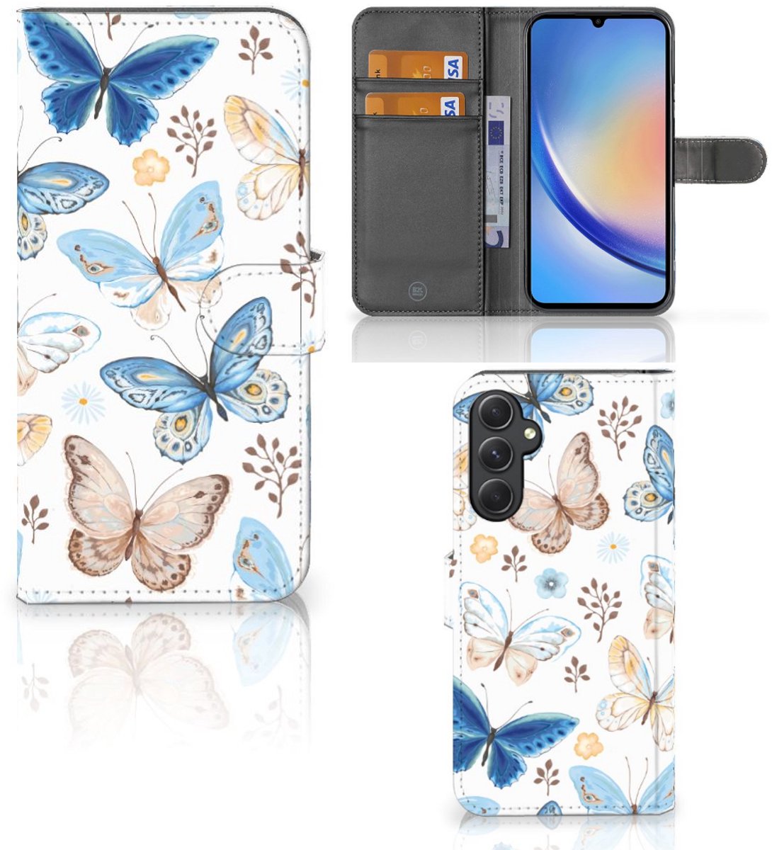 Book Case voor Telefoonhoesje met Pasjes voor Samsung Galaxy A24 4G Vlinder
