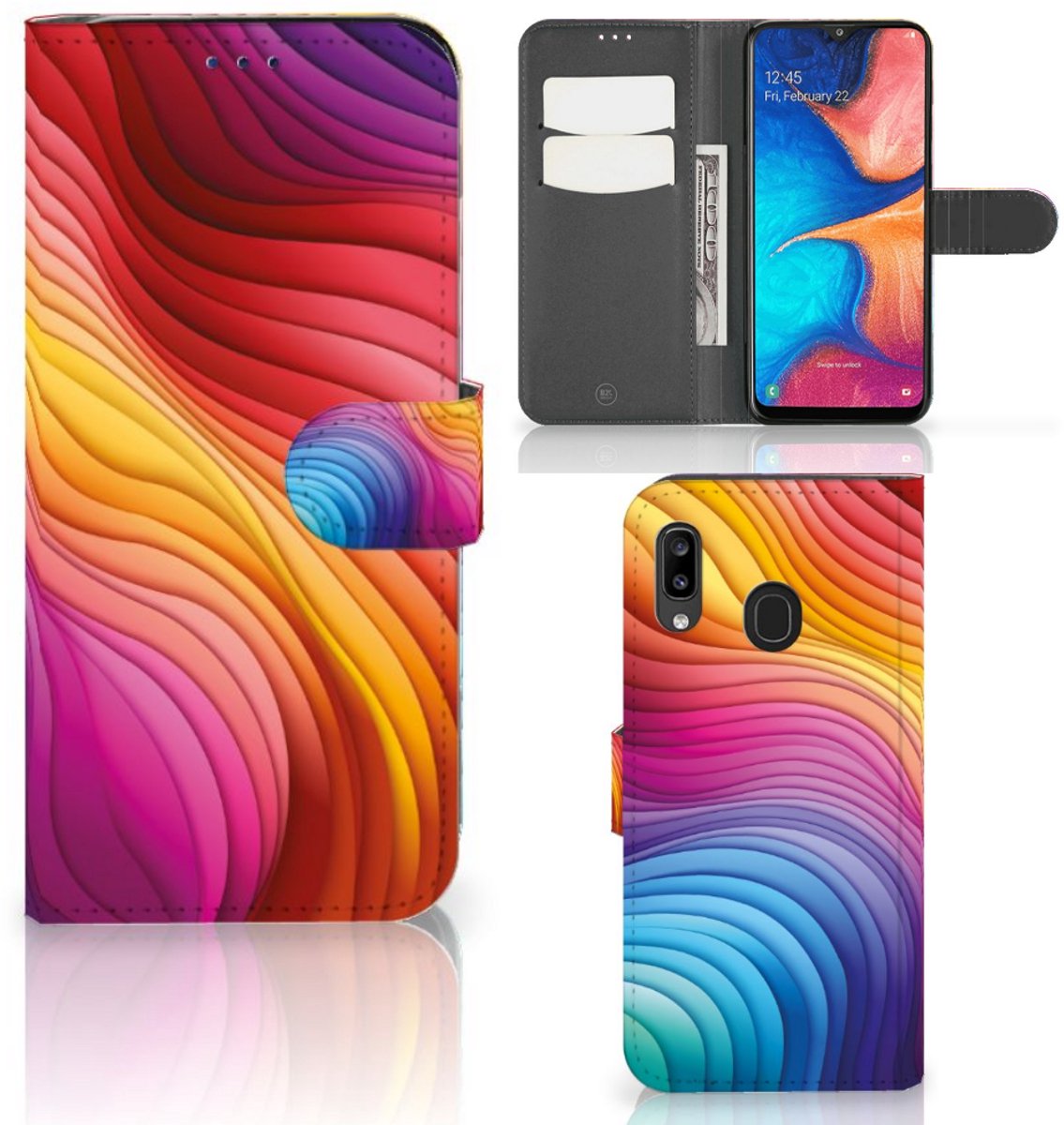 Book Case voor Samsung Galaxy A30 Regenboog