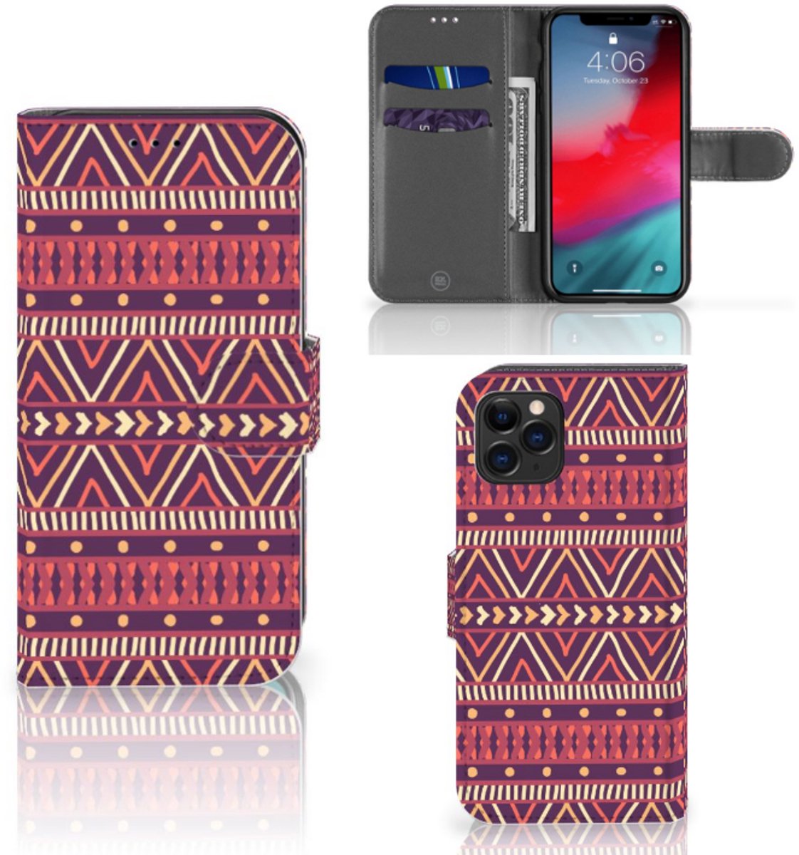 Apple iPhone 11 Pro Telefoon Hoesje Aztec Paars