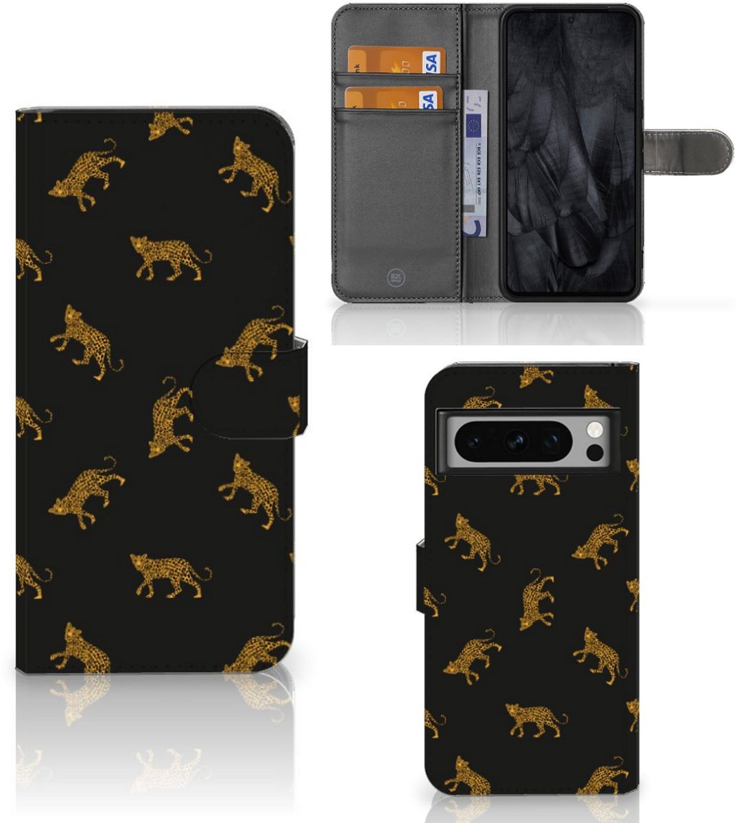 Telefoonhoesje met Pasjes voor Google Pixel 8 Pro Leopards