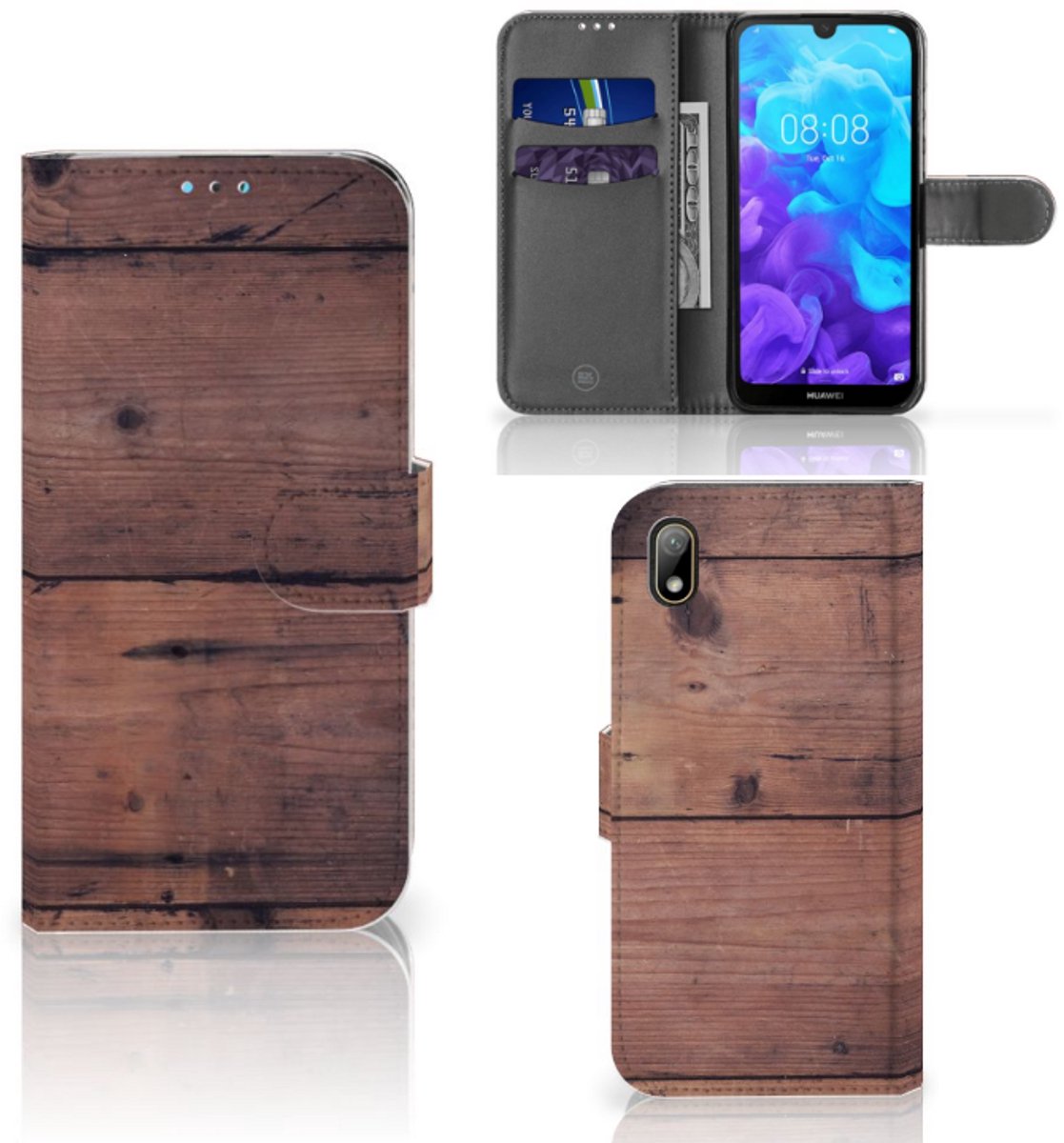 Huawei Y5 (2019) Book Style Case Old Wood