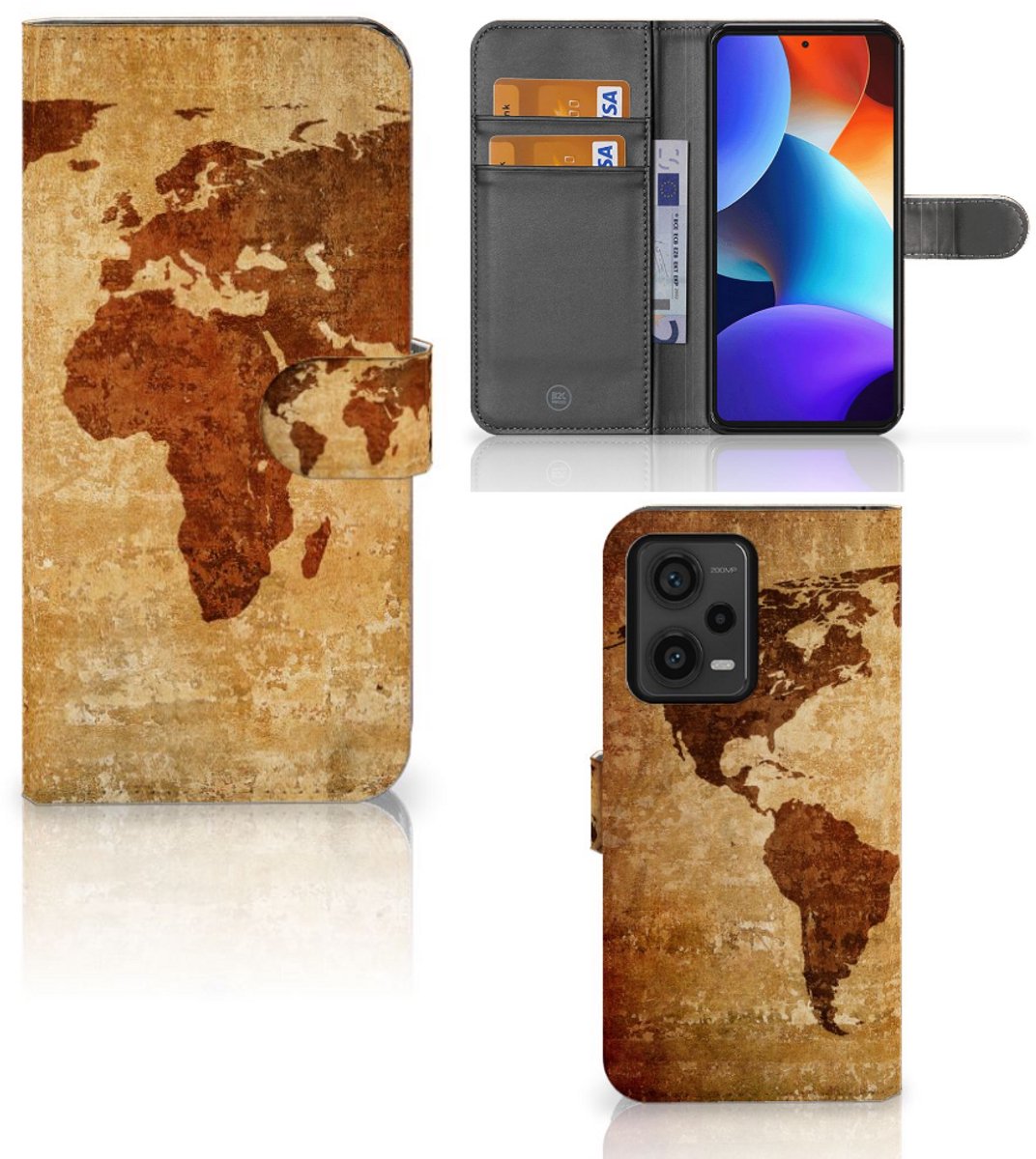 Xiaomi Redmi Note 12 Pro Plus Flip Cover Wereldkaart