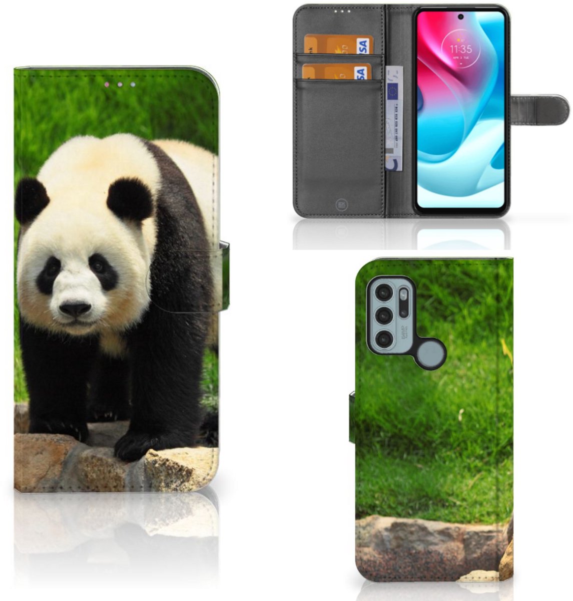 Motorola Moto G60s Telefoonhoesje met Pasjes Panda
