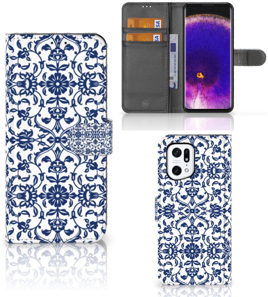 OPPO Find X5 Pro Hoesje Flower Blue