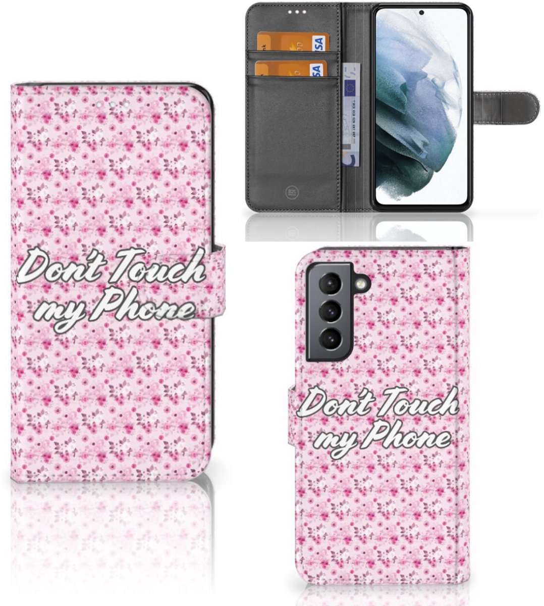 Samsung Galaxy S21 FE Portemonnee Hoesje Flowers Pink DTMP