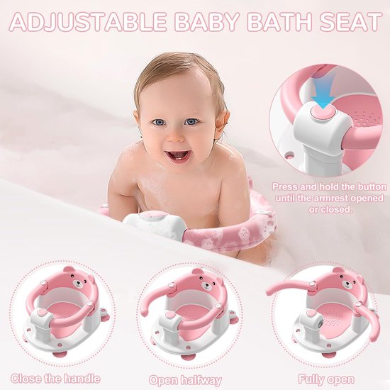Baby badzitje - Peuter stoel - Veilig badderen - Antislip zuignappen - 40 x 38 x 35 cm - Roze — afbeelding 2