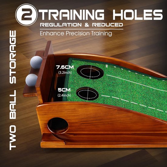 Golf Putting Mat - Oefenmat Golf - Binnen Trainen - Automatische Bal Retour - Opvouwbaar - Groen van GOLF — afbeelding 4