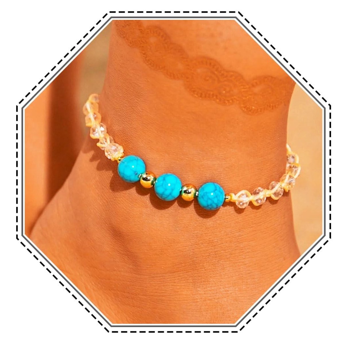 Cosensi - Boho Anklets - Turquoise Beaded - Verstelbaar - Strand Sieraden - Voor Vrouwen en Meisjes - Elegante Voetenjuwelen