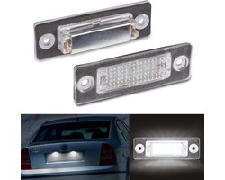 POPMOTORZ LED Kentekenplaatverlichting, 2 Stuks LED Kentekenplaatverlichting 18 LED's 2835 SMD met Canbus Sesign Foutloos Wit voor S-koda Superb Limousine Octavia Limousine 1Z VW Caddy Golf J-etta P-assat 3C B6 T5 7H 7J T-ouran