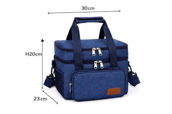 Ceruzo Koeltas 14L - Geïsoleerde Lunchtas - Dubbel Compartiment - Blauw van Ceruzo — afbeelding 2