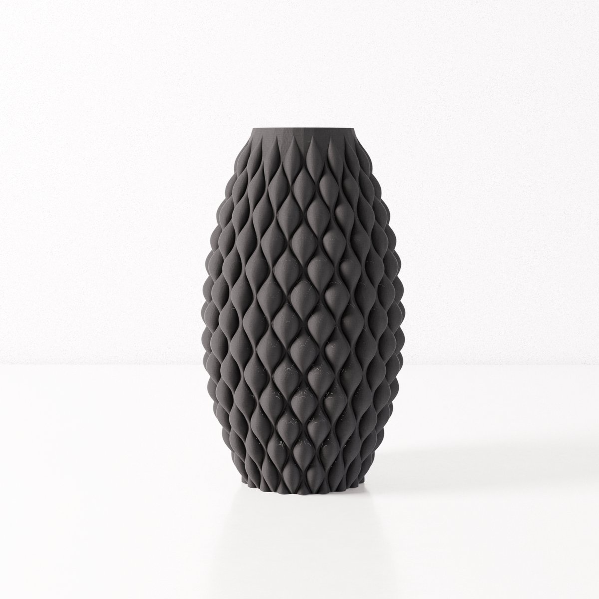 Fleuriek vaas AMELIA - Zwart H30 cm - Slanke designvaas met reliëfpatroon - Moderne decoratie voor tafel of dressoir - Bolvormig patroon
