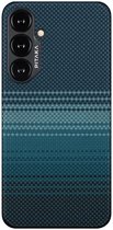PITAKA MagEZ 4 Hoesje Geschikt voor Samsung Galaxy S24 Plus - Compatibel met MagSafe - Back Cover 600D Aramidevezels - Ultra Dun - Blauw