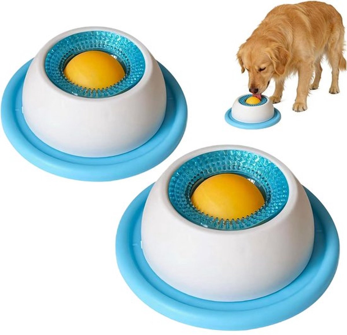 2 stuks likmatten voor honden - Lickimaten voor honden - ABS Slow Feeder hondenbakken - Likbal voor honden - Likspeelgoed voor honden - Natvoer likmat met zuignap puzzelspeelgoed voor verveling (blauw)