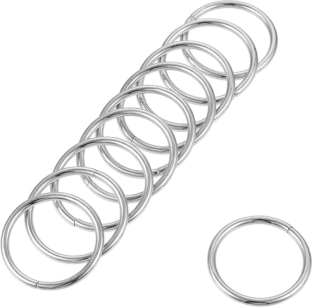 50 Stuks Metalen O-Ringen 10mm ID, 1.6mm Dikte, Multifunctionele O-Ringen voor Hardware, Sterke en Duurzame Beugels