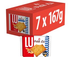 LU Petit Beurre Koekjes Boterbiscuits Zeezout 7 x 167g (20 x 8,3g) - Boterkoek - Knapperige koek - Koek voor Onderweg - Koffie - Thee - Werk - Voorraad