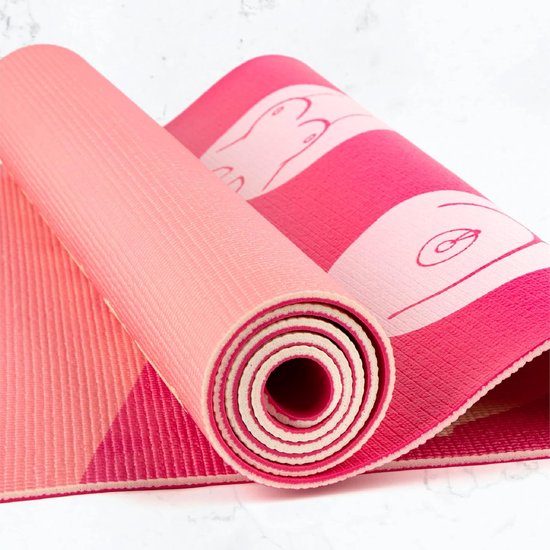 Myga Yogamat - CoppaFeel! oefenmat voor yoga, pilates, gymnastiek en fitness - antislip multifunctionele mat voor borstkanker liefdadigheid met draagriem - 183 cm x 61 cm x 6 mm - deze borsten van Myga — afbeelding 2