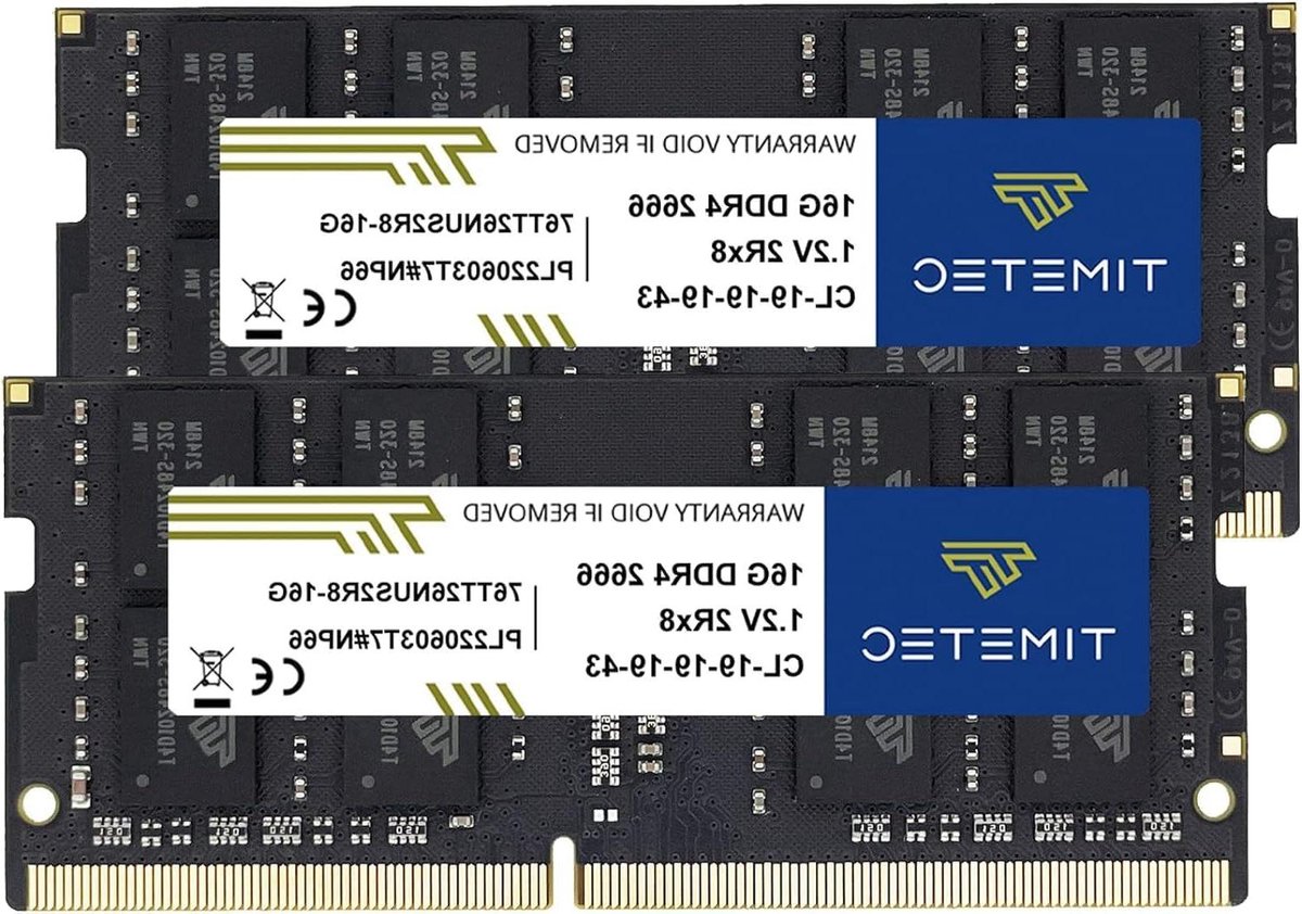 Timetec 32GB KIT (2x16GB) DDR4 2666MHz (DDR4-2666) PC4-21300 (PC4-2666V) Non-ECC Unbuffered 1.2V CL19 2Rx8 Dual Grade 260pin SODIMM Laptop Notebook PC Computer Memory RAM Module Upgrade