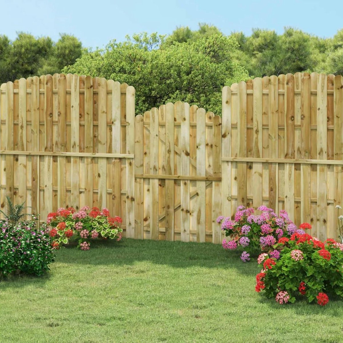 Gecheer Tuinpoort geïmpregneerd grenenhout, tuinpoort, tuindeur voor buiten, decoratieve h